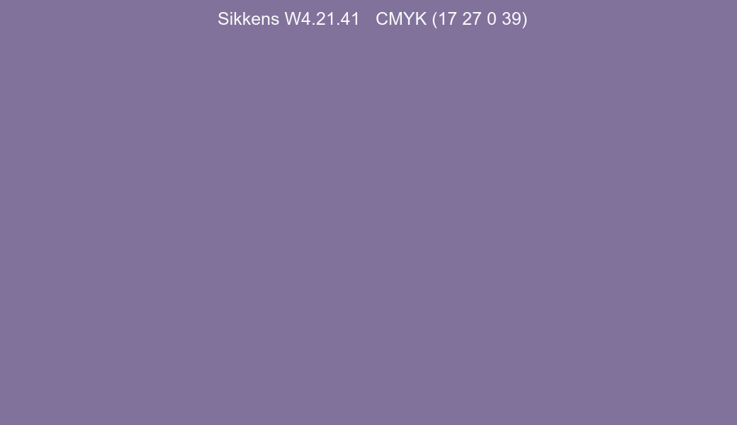 Color Sikkens W4.21.41 to CMYK (17 27 0 39) converter Color Sikkens W4.21.41 to CMYK (17 27 0 39) converter