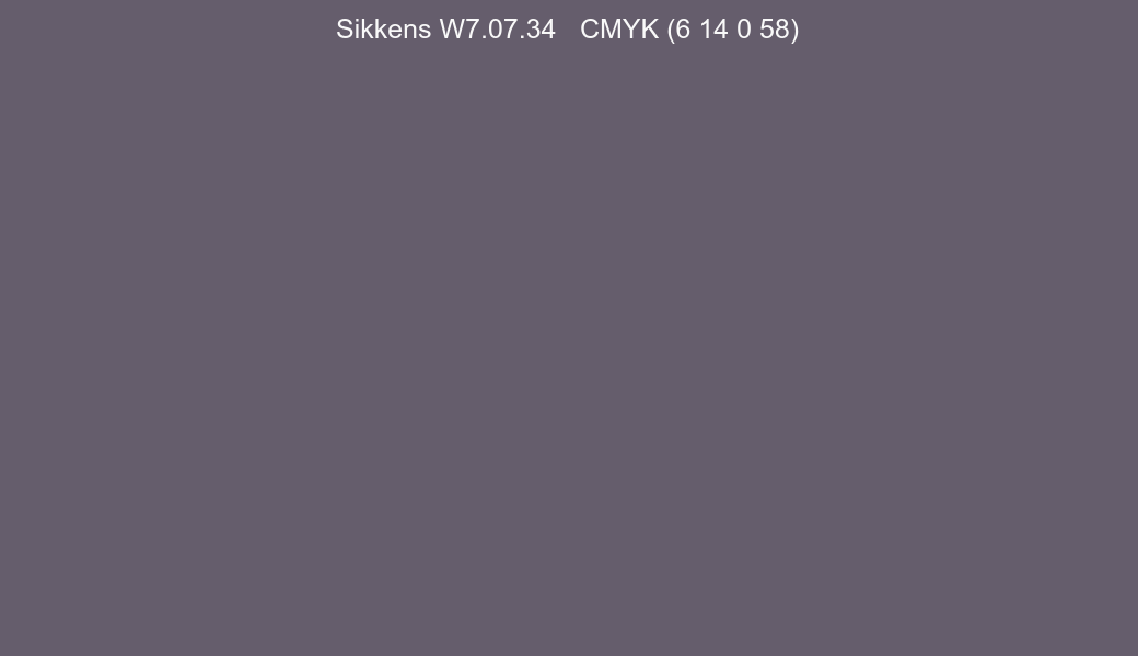 Color Sikkens W7.07.34 to CMYK (6 14 0 58) converter Color Sikkens W7.07.34 to CMYK (6 14 0 58) converter