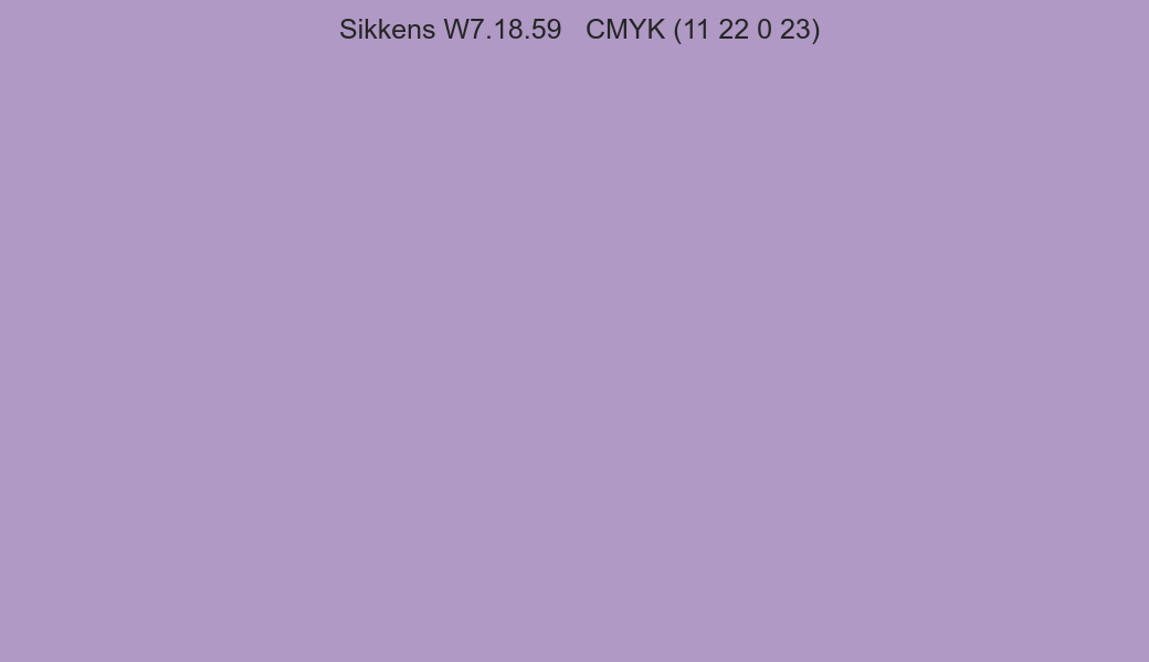Color Sikkens W7.18.59 to CMYK (11 22 0 23) converter Color Sikkens W7.18.59 to CMYK (11 22 0 23) converter