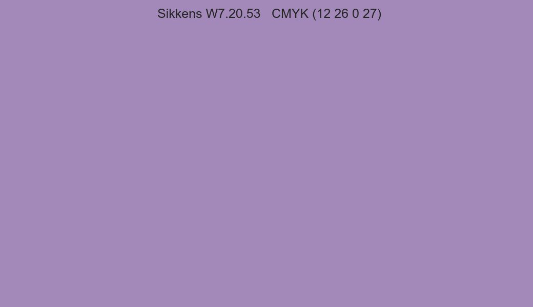 Color Sikkens W7.20.53 to CMYK (12 26 0 27) converter Color Sikkens W7.20.53 to CMYK (12 26 0 27) converter