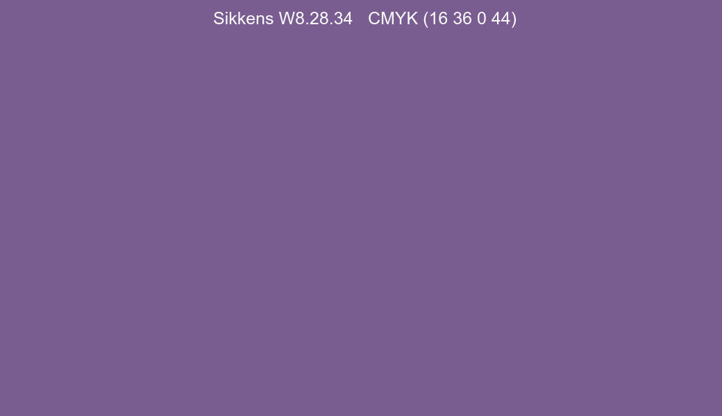 Color Sikkens W8.28.34 to CMYK (16 36 0 44) converter Color Sikkens W8.28.34 to CMYK (16 36 0 44) converter