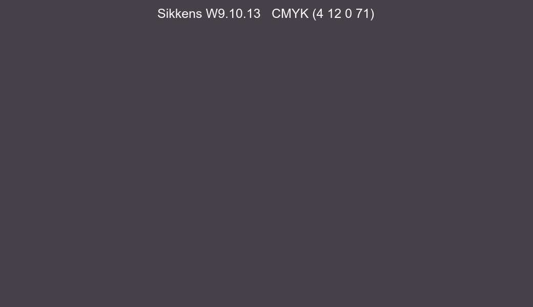 Color Sikkens W9.10.13 to CMYK (4 12 0 71) converter Color Sikkens W9.10.13 to CMYK (4 12 0 71) converter