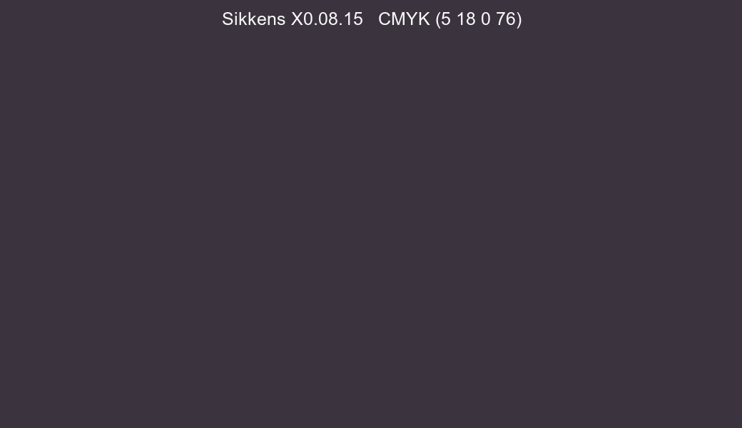 Color Sikkens X0.08.15 to CMYK (5 18 0 76) converter Color Sikkens X0.08.15 to CMYK (5 18 0 76) converter
