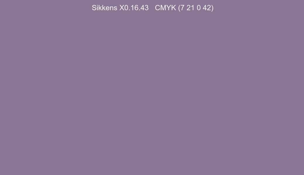 Color Sikkens X0.16.43 to CMYK (7 21 0 42) converter Color Sikkens X0.16.43 to CMYK (7 21 0 42) converter