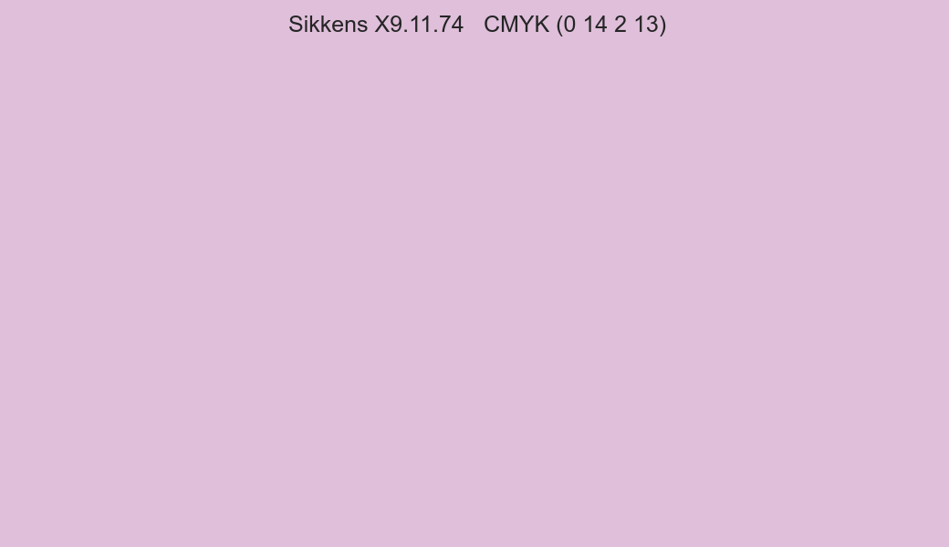 Color Sikkens X9.11.74 to CMYK (0 14 2 13) converter Color Sikkens X9.11.74 to CMYK (0 14 2 13) converter