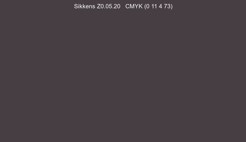 Color Sikkens Z0.05.20 to CMYK (0 11 4 73) converter Color Sikkens Z0.05.20 to CMYK (0 11 4 73) converter