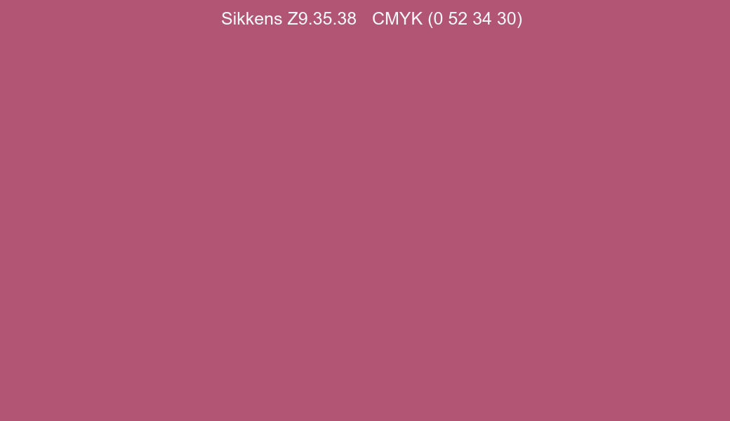 Color Sikkens Z9.35.38 to CMYK (0 52 34 30) converter Color Sikkens Z9.35.38 to CMYK (0 52 34 30) converter