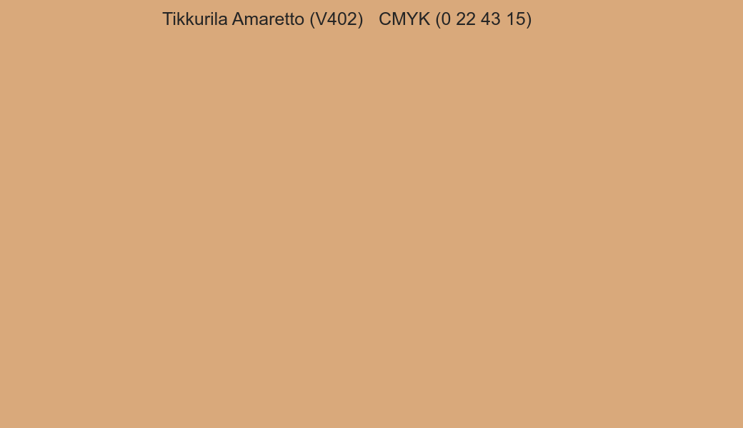 Color Tikkurila Amaretto (V402) to CMYK (0 22 43 15) converter Color Tikkurila Amaretto (V402) to CMYK (0 22 43 15) converter