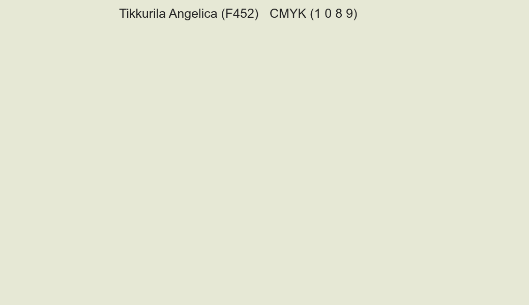 Color Tikkurila Angelica (F452) to CMYK (1 0 8 9) converter Color Tikkurila Angelica (F452) to CMYK (1 0 8 9) converter