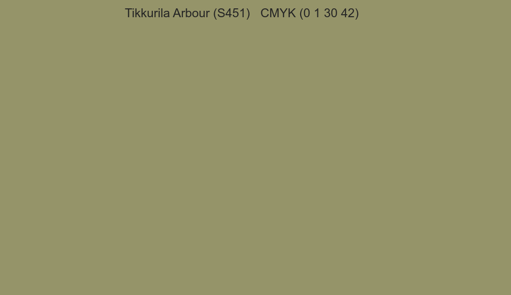 Color Tikkurila Arbour (S451) to CMYK (0 1 30 42) converter Color Tikkurila Arbour (S451) to CMYK (0 1 30 42) converter