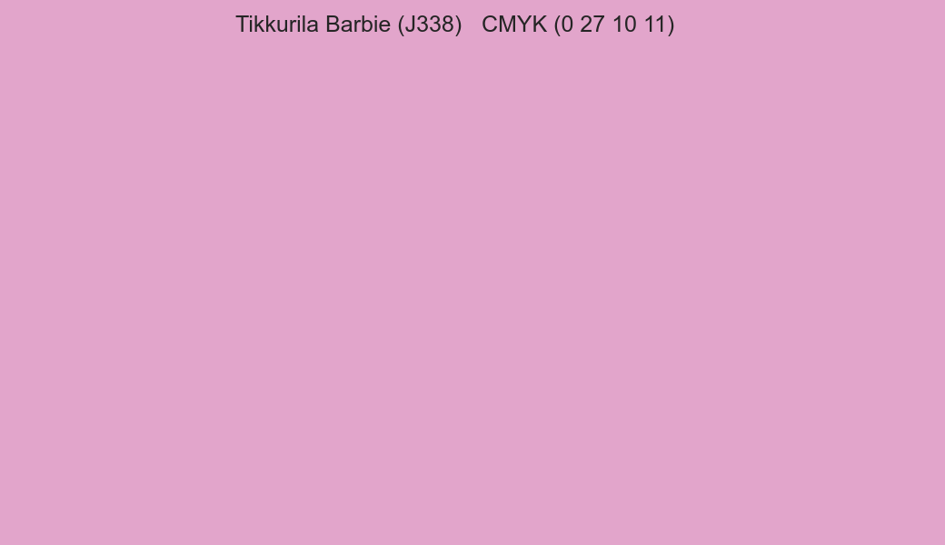 Color Tikkurila Barbie (J338) to CMYK (0 27 10 11) converter Color Tikkurila Barbie (J338) to CMYK (0 27 10 11) converter