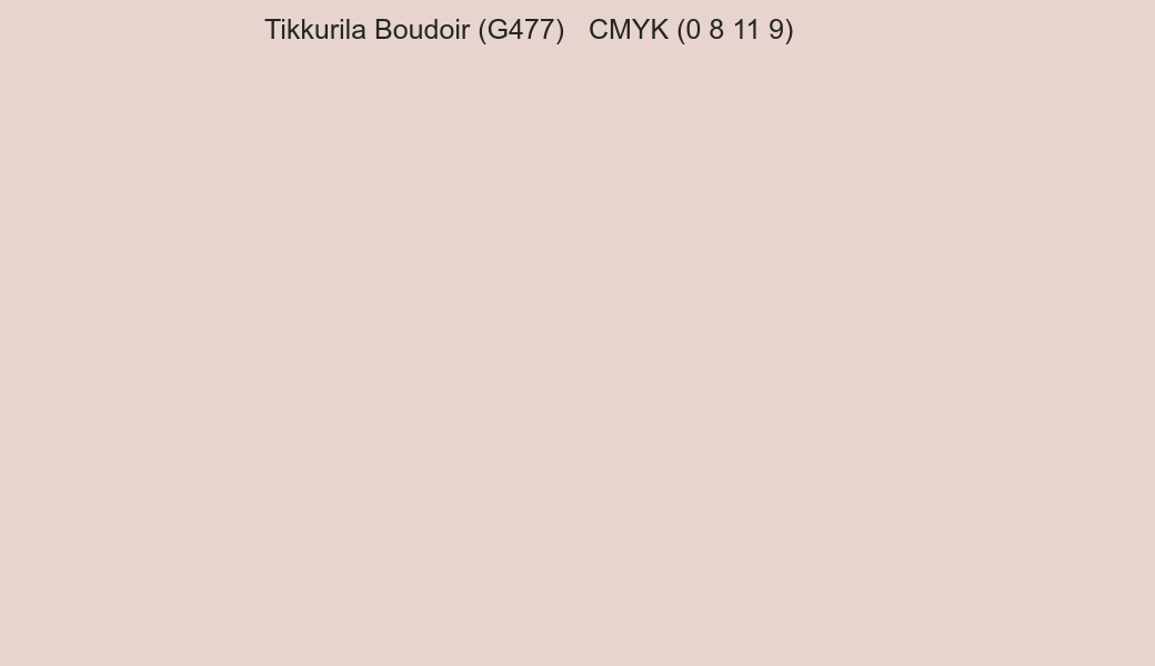 Color Tikkurila Boudoir (G477) to CMYK (0 8 11 9) converter Color Tikkurila Boudoir (G477) to CMYK (0 8 11 9) converter
