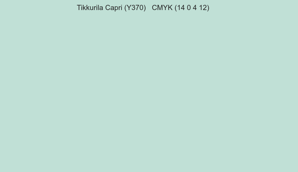 Color Tikkurila Capri (Y370) to CMYK (14 0 4 12) converter Color Tikkurila Capri (Y370) to CMYK (14 0 4 12) converter