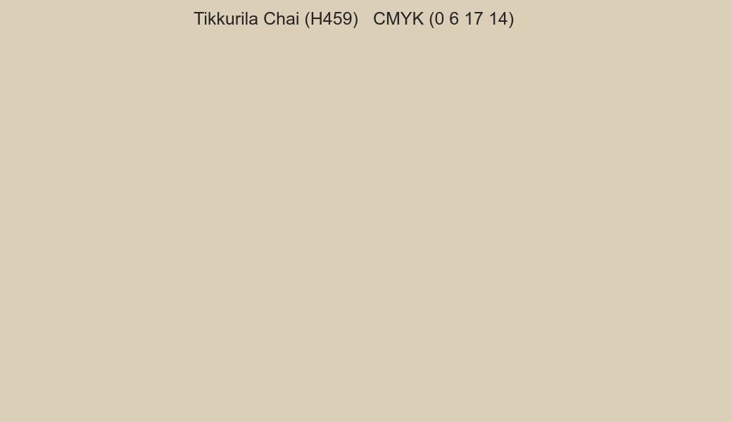 Color Tikkurila Chai (H459) to CMYK (0 6 17 14) converter Color Tikkurila Chai (H459) to CMYK (0 6 17 14) converter