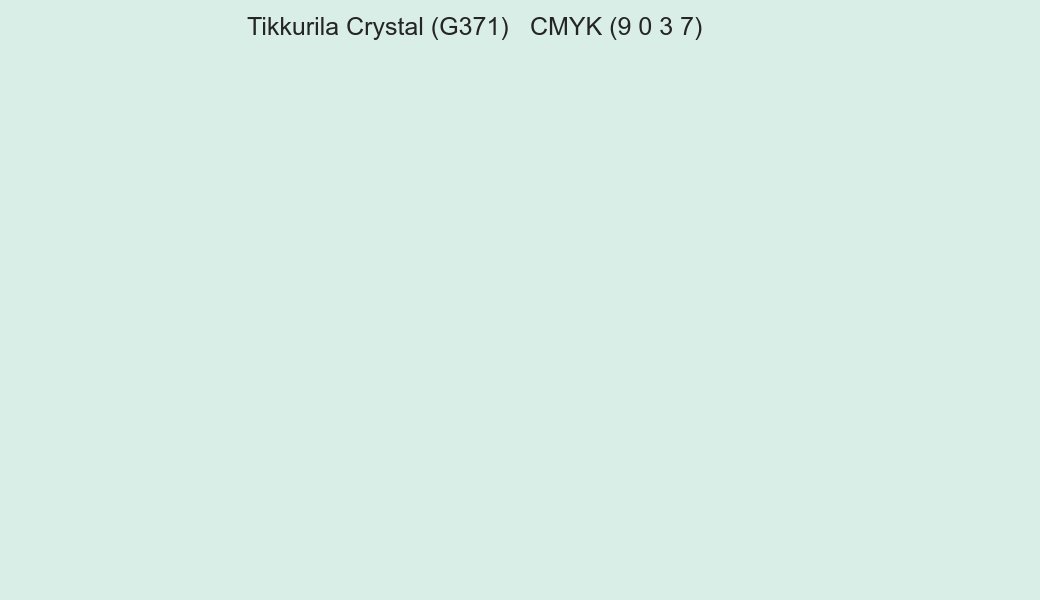 Color Tikkurila Crystal (G371) to CMYK (9 0 3 7) converter Color Tikkurila Crystal (G371) to CMYK (9 0 3 7) converter