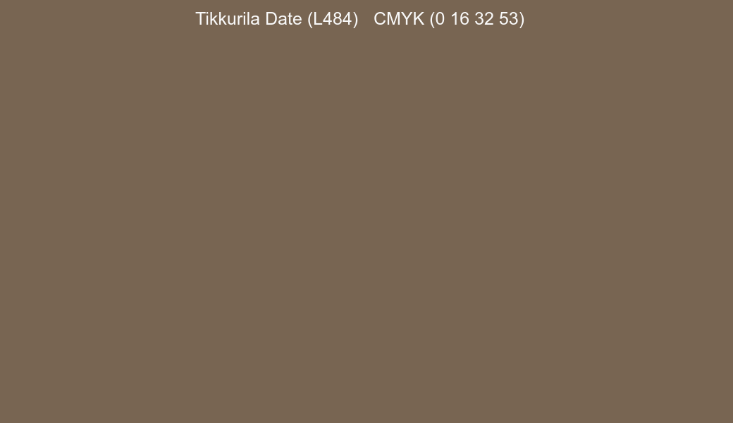 Color Tikkurila Date (L484) to CMYK (0 16 32 53) converter Color Tikkurila Date (L484) to CMYK (0 16 32 53) converter
