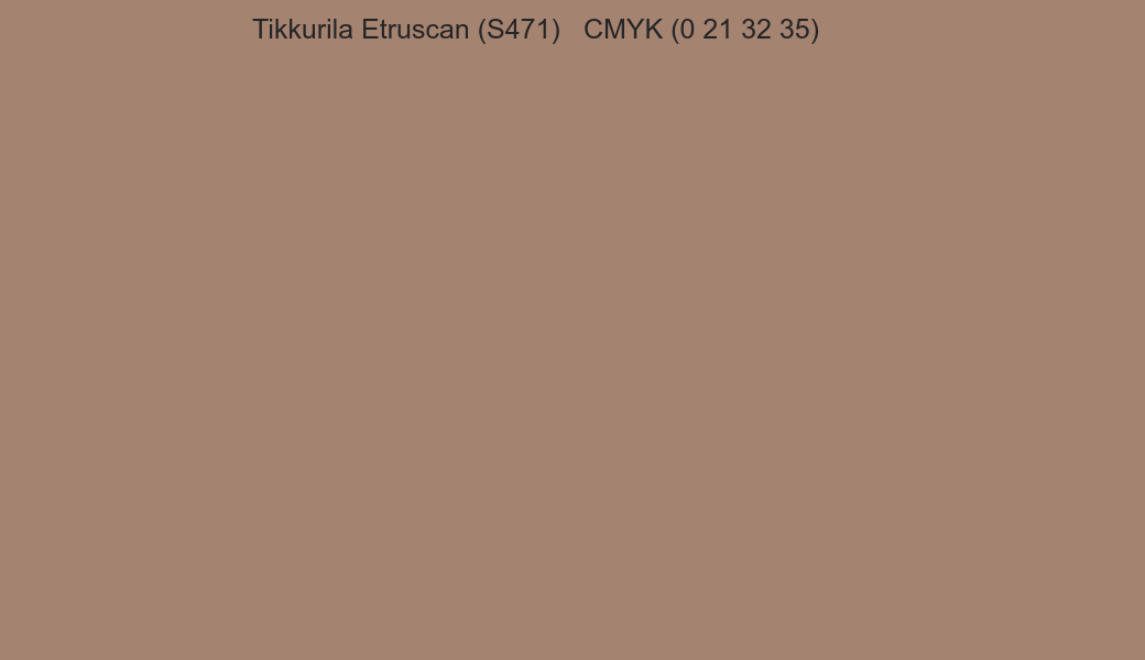 Color Tikkurila Etruscan (S471) to CMYK (0 21 32 35) converter Color Tikkurila Etruscan (S471) to CMYK (0 21 32 35) converter
