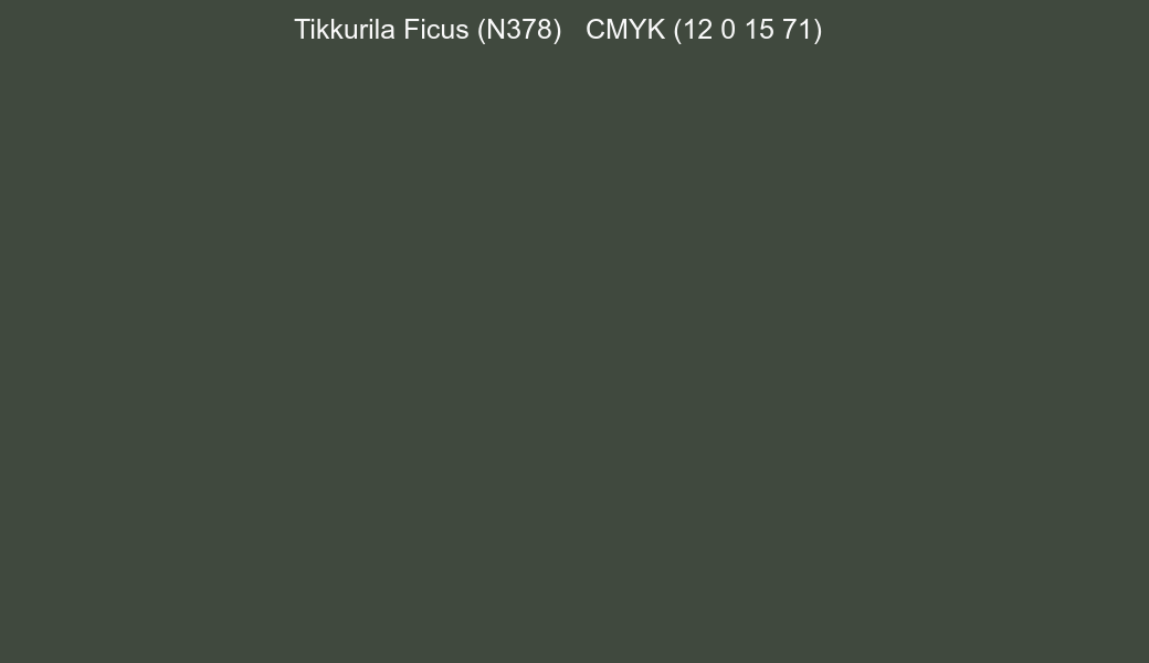 Color Tikkurila Ficus (N378) to CMYK (12 0 15 71) converter Color Tikkurila Ficus (N378) to CMYK (12 0 15 71) converter