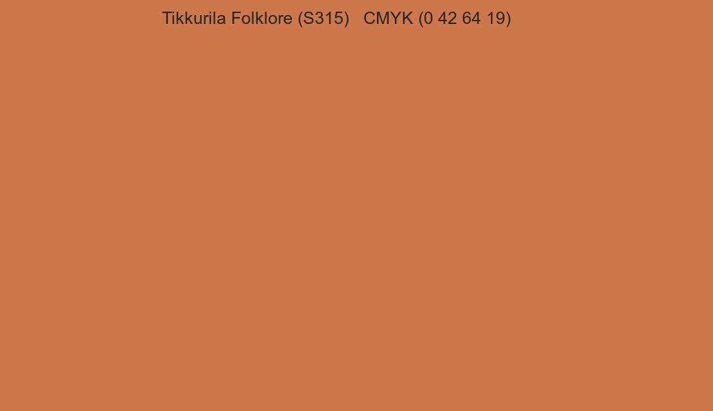 Color Tikkurila Folklore (S315) to CMYK (0 42 64 19) converter Color Tikkurila Folklore (S315) to CMYK (0 42 64 19) converter