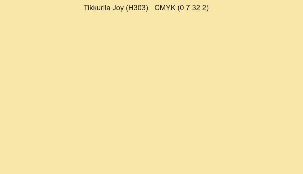 Color Tikkurila Joy (H303) to CMYK (0 7 32 2) converter Color Tikkurila Joy (H303) to CMYK (0 7 32 2) converter
