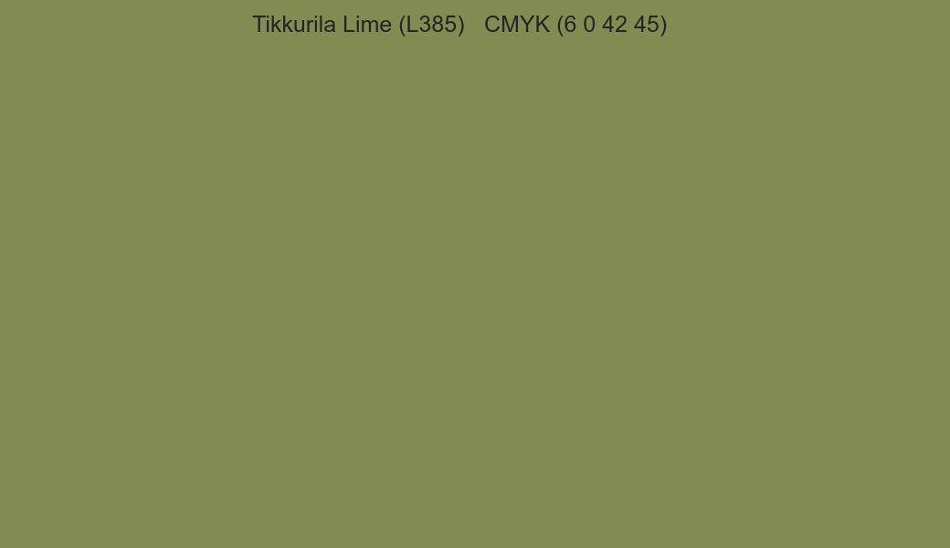 Color Tikkurila Lime (L385) to CMYK (6 0 42 45) converter Color Tikkurila Lime (L385) to CMYK (6 0 42 45) converter