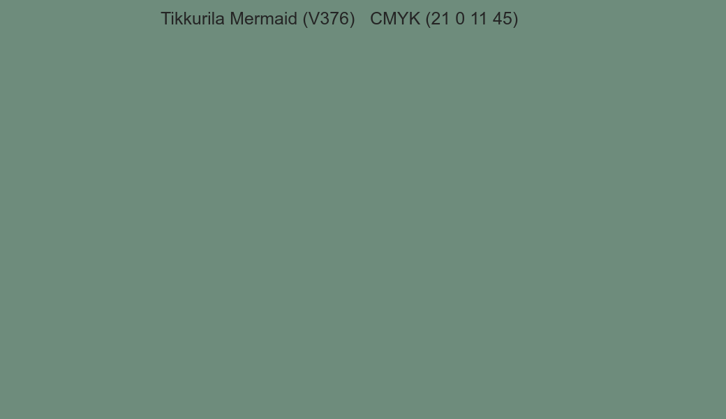 Color Tikkurila Mermaid (V376) to CMYK (21 0 11 45) converter Color Tikkurila Mermaid (V376) to CMYK (21 0 11 45) converter