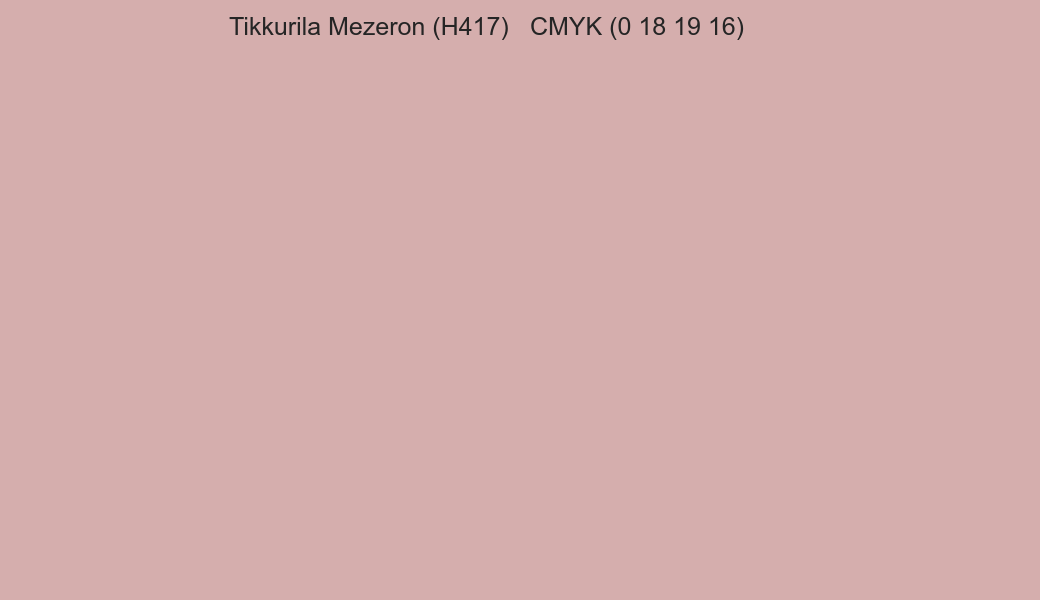 Color Tikkurila Mezeron (H417) to CMYK (0 18 19 16) converter Color Tikkurila Mezeron (H417) to CMYK (0 18 19 16) converter