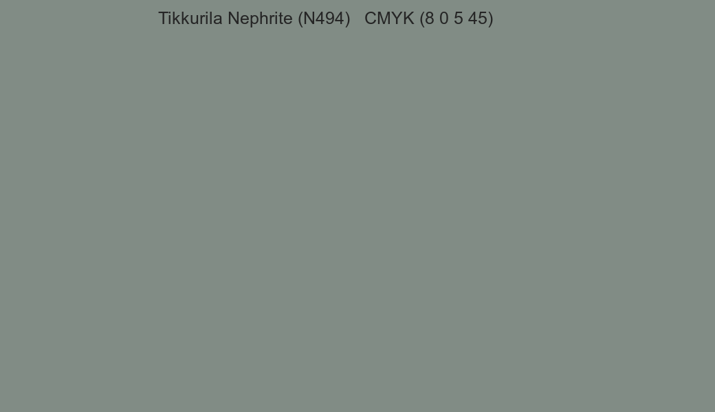 Color Tikkurila Nephrite (N494) to CMYK (8 0 5 45) converter Color Tikkurila Nephrite (N494) to CMYK (8 0 5 45) converter
