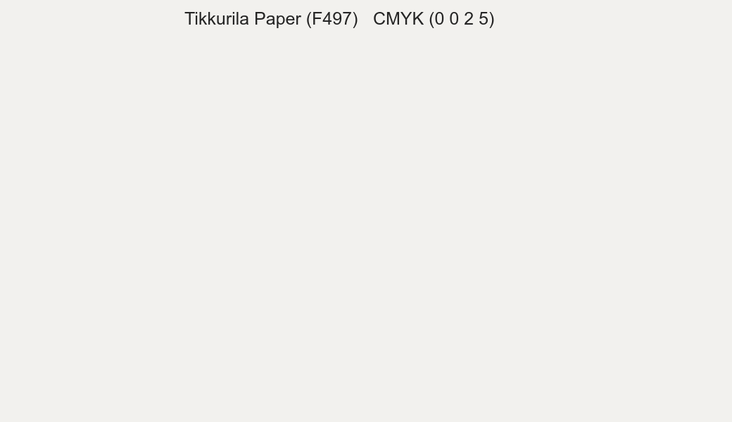 Color Tikkurila Paper (F497) to CMYK (0 0 2 5) converter Color Tikkurila Paper (F497) to CMYK (0 0 2 5) converter