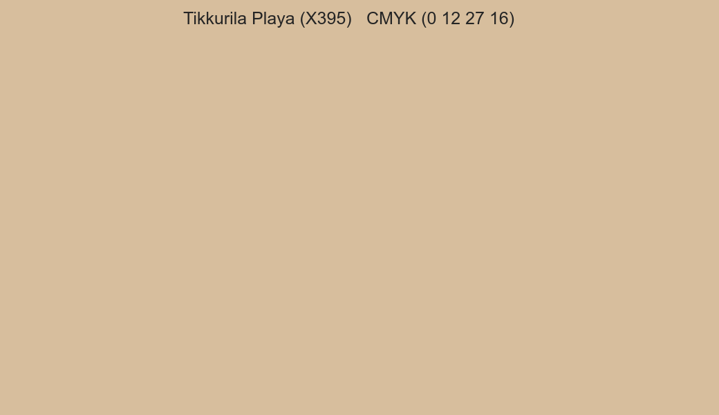 Color Tikkurila Playa (X395) to CMYK (0 12 27 16) converter Color Tikkurila Playa (X395) to CMYK (0 12 27 16) converter
