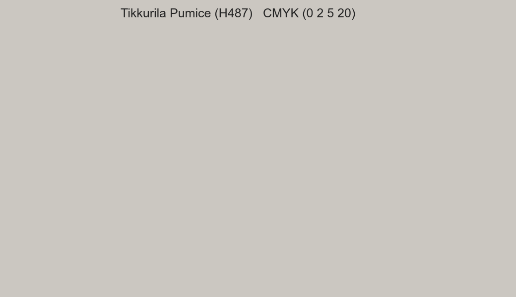 Color Tikkurila Pumice (H487) to CMYK (0 2 5 20) converter Color Tikkurila Pumice (H487) to CMYK (0 2 5 20) converter
