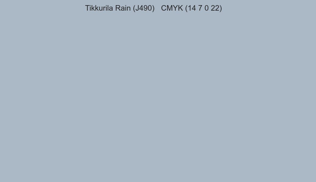 Color Tikkurila Rain (J490) to CMYK (14 7 0 22) converter Color Tikkurila Rain (J490) to CMYK (14 7 0 22) converter