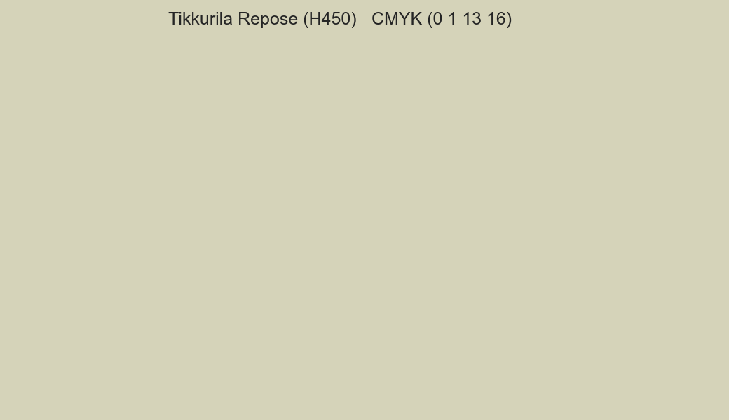 Color Tikkurila Repose (H450) to CMYK (0 1 13 16) converter Color Tikkurila Repose (H450) to CMYK (0 1 13 16) converter
