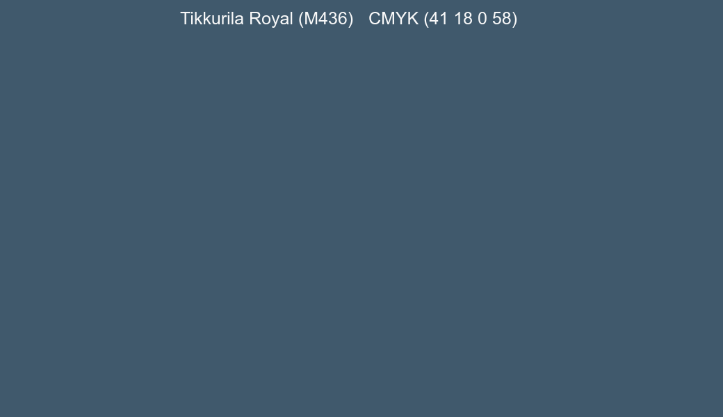 Color Tikkurila Royal (M436) to CMYK (41 18 0 58) converter Color Tikkurila Royal (M436) to CMYK (41 18 0 58) converter