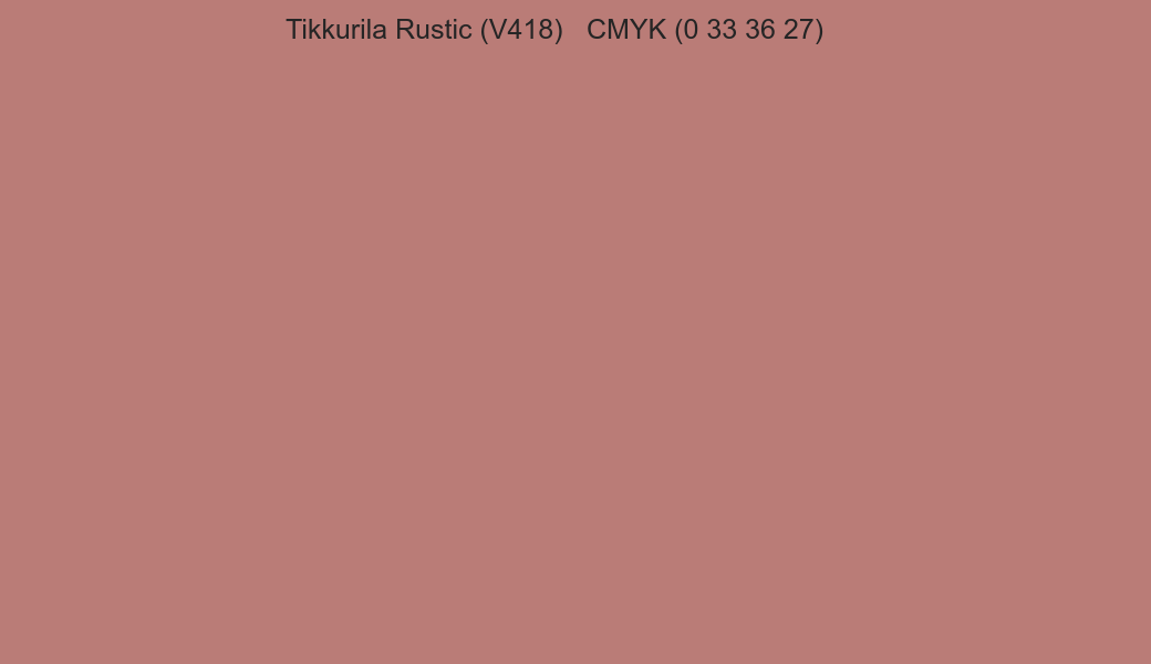 Color Tikkurila Rustic (V418) to CMYK (0 33 36 27) converter Color Tikkurila Rustic (V418) to CMYK (0 33 36 27) converter