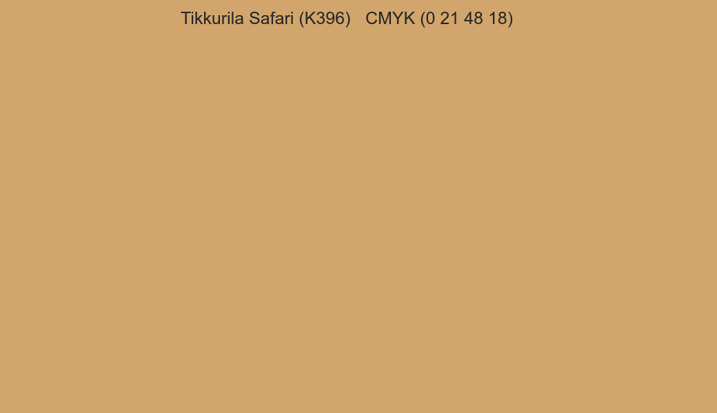 Color Tikkurila Safari (K396) to CMYK (0 21 48 18) converter Color Tikkurila Safari (K396) to CMYK (0 21 48 18) converter