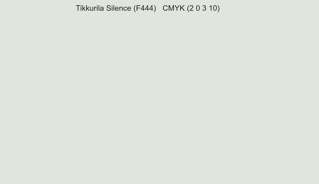 Color Tikkurila Silence (F444) to CMYK (2 0 3 10) converter Color Tikkurila Silence (F444) to CMYK (2 0 3 10) converter