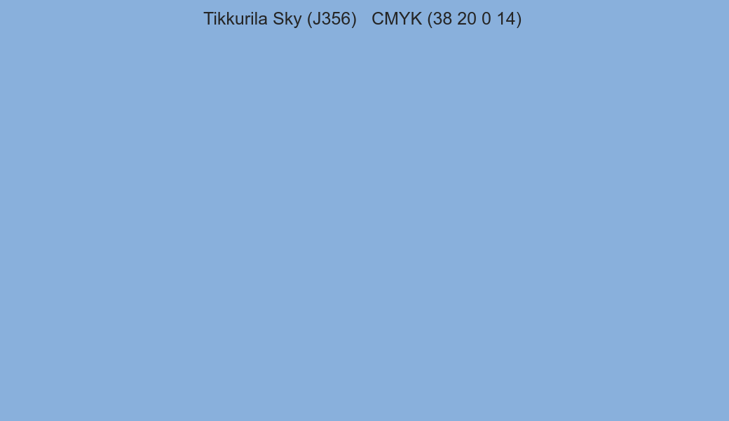 Color Tikkurila Sky (J356) to CMYK (38 20 0 14) converter Color Tikkurila Sky (J356) to CMYK (38 20 0 14) converter