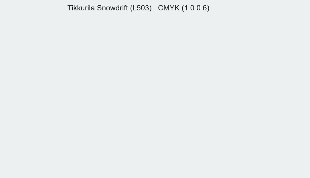 Color Tikkurila Snowdrift (L503) to CMYK (1 0 0 6) converter Color Tikkurila Snowdrift (L503) to CMYK (1 0 0 6) converter