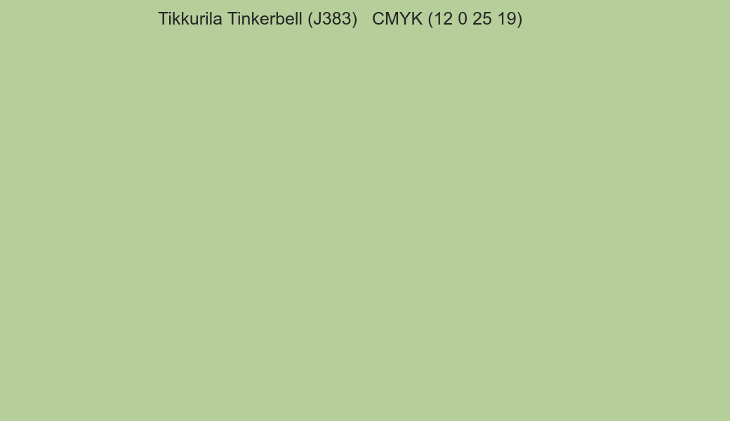 Color Tikkurila Tinkerbell (J383) to CMYK (12 0 25 19) converter Color Tikkurila Tinkerbell (J383) to CMYK (12 0 25 19) converter