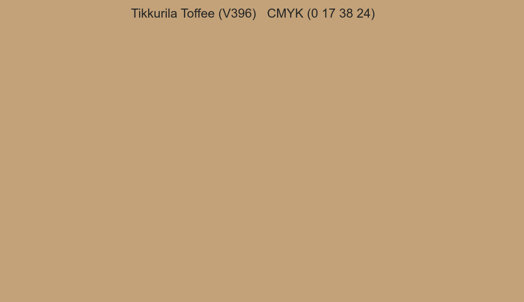 Color Tikkurila Toffee (V396) to CMYK (0 17 38 24) converter Color Tikkurila Toffee (V396) to CMYK (0 17 38 24) converter