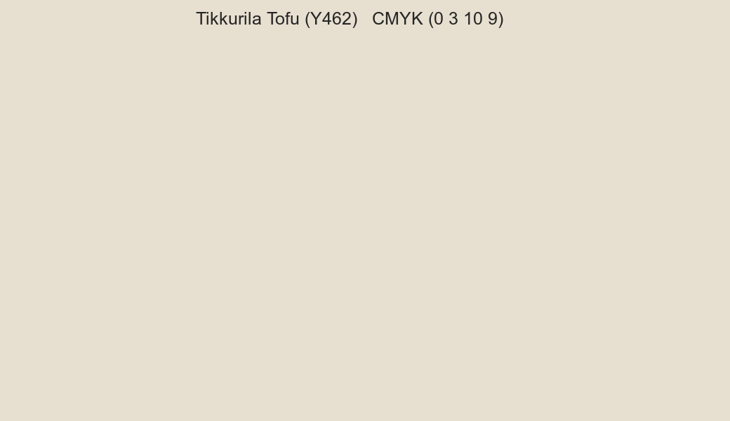Color Tikkurila Tofu (Y462) to CMYK (0 3 10 9) converter Color Tikkurila Tofu (Y462) to CMYK (0 3 10 9) converter