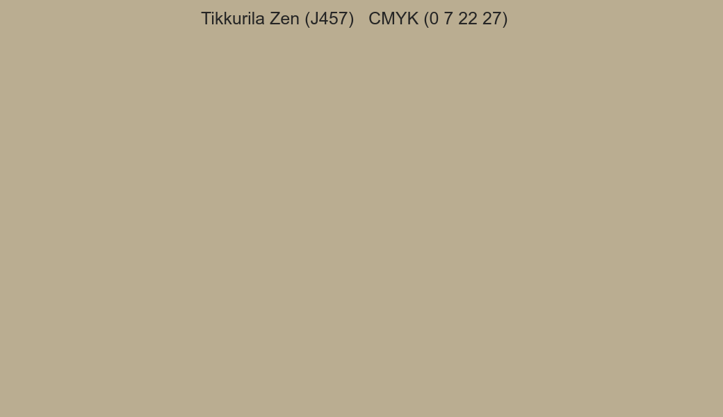Color Tikkurila Zen (J457) to CMYK (0 7 22 27) converter Color Tikkurila Zen (J457) to CMYK (0 7 22 27) converter